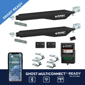 Ghost Controls DD2U Decorative Series Dual Automatic Gate Opener Kit with Tube Gate Brackets
