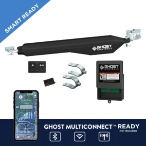 Ghost Controls DS1U Decorative Series Single Automatic Gate Opener Kit with Tube Gate Brackets