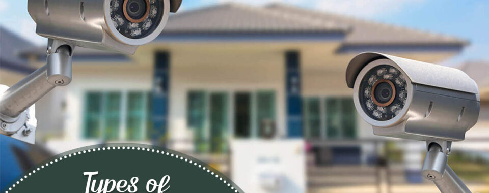 Different types of security cameras including dome, bullet, and PTZ models