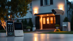 Security camera capturing intruder at night with remote alert active